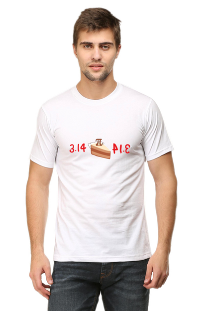 Round Neck Half Sleeve T-Shirt - Pi or Pie Math T-Shirt