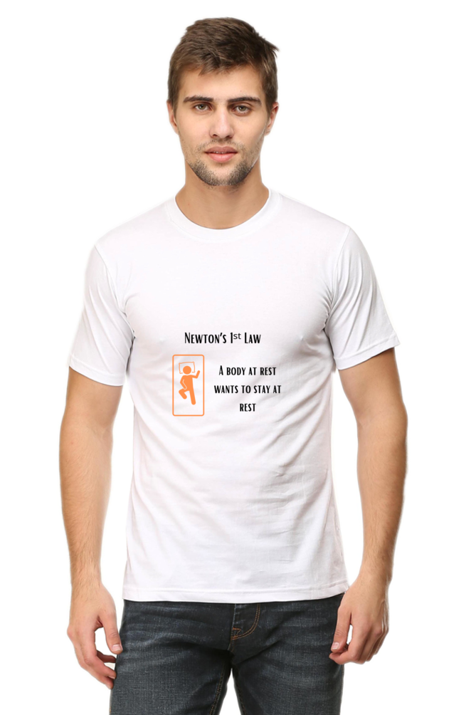 Round Neck Half Sleeve T-Shirt - Newton's First Law