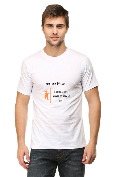 Round Neck Half Sleeve T-Shirt - Newton's First Law