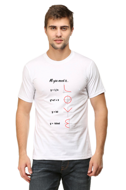 Round Neck Half Sleeve T-Shirt - All You Need is Love, Math T-Shirt