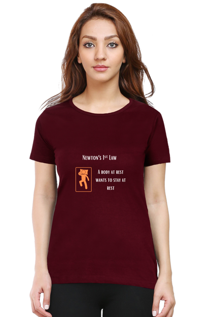 Round Neck Half Sleeve T-Shirt - Newton's First Law