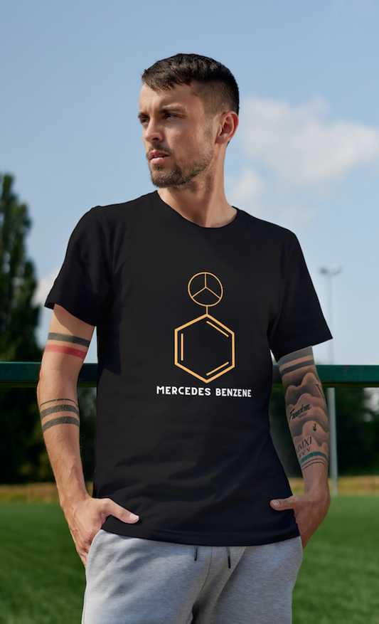 Round Neck Half Sleeve T-Shirt - Mercedes Benzene, Chemistry T-Shirt