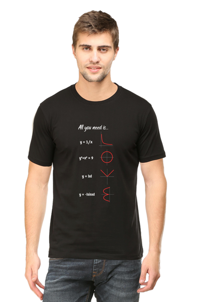 Round Neck Half Sleeve T-Shirt - All You Need is Love, Math T-Shirt