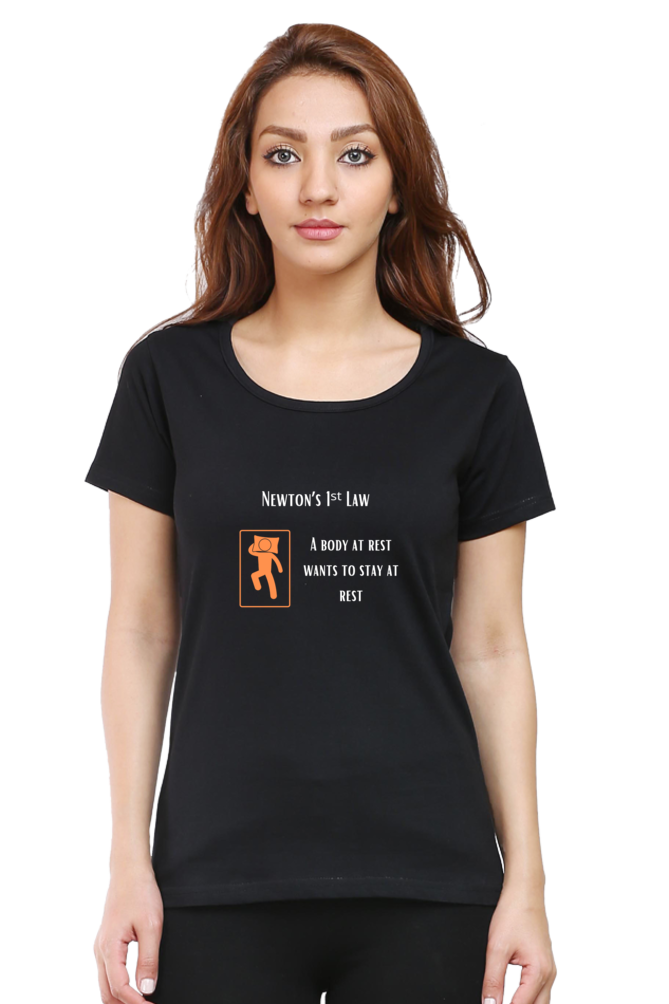 Round Neck Half Sleeve T-Shirt - Newton's First Law