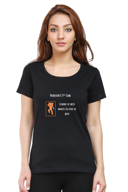 Round Neck Half Sleeve T-Shirt - Newton's First Law