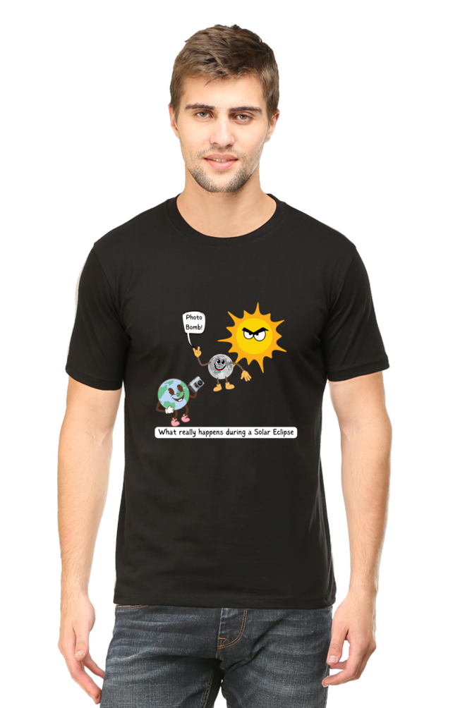 Round Neck Half Sleeve T-Shirt - Solar Eclipse