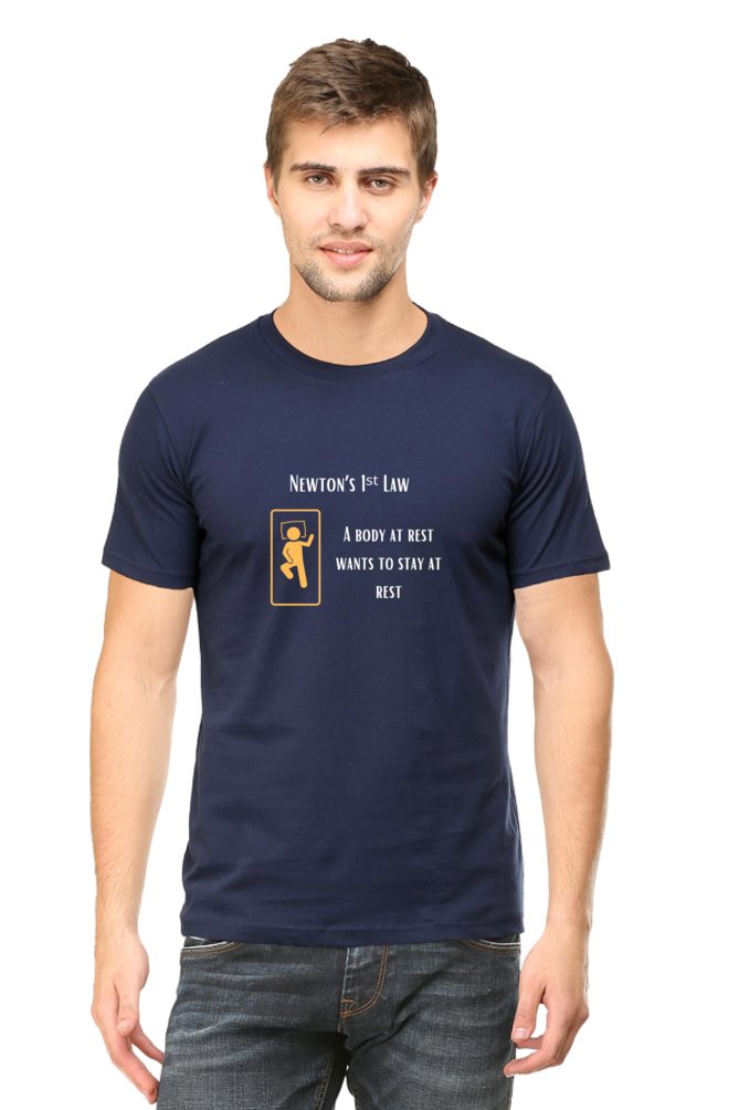 Round Neck Half Sleeve T-Shirt - Newton's First Law