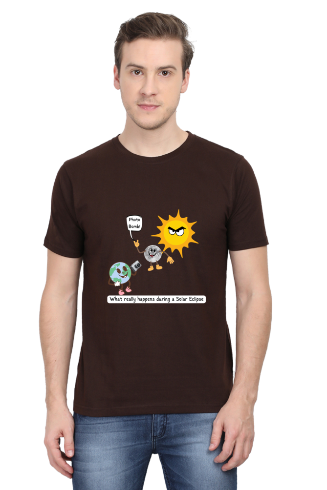 Round Neck Half Sleeve T-Shirt - Solar Eclipse