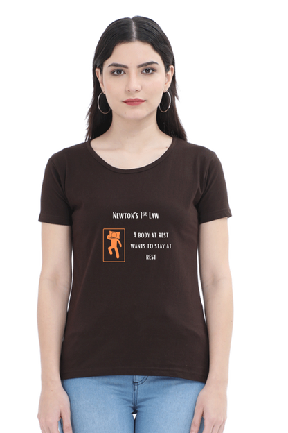 Round Neck Half Sleeve T-Shirt - Newton's First Law