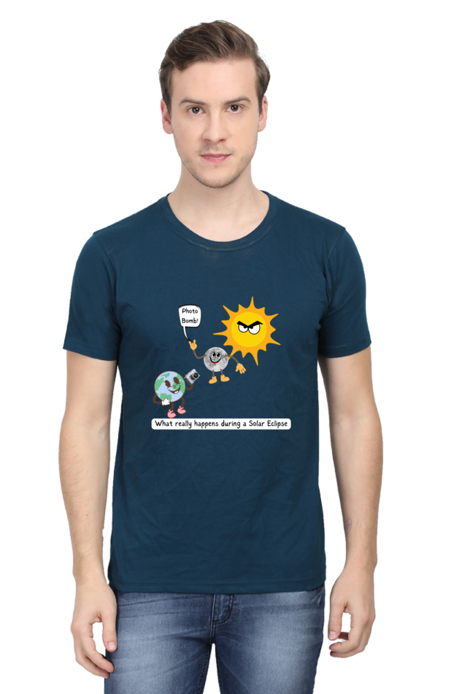 Round Neck Half Sleeve T-Shirt - Solar Eclipse