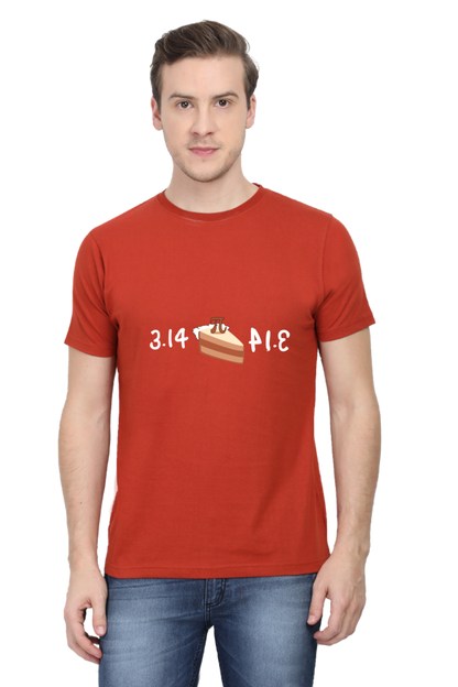 Round Neck Half Sleeve T-Shirt - Pi or Pie Math T-Shirt