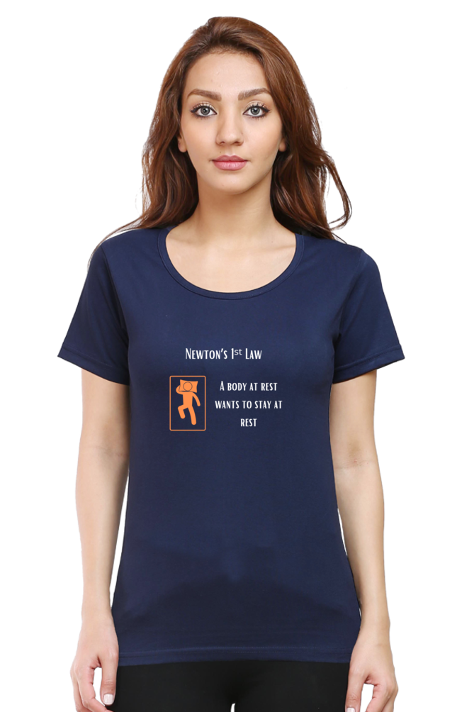 Round Neck Half Sleeve T-Shirt - Newton's First Law