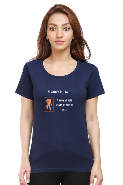 Round Neck Half Sleeve T-Shirt - Newton's First Law