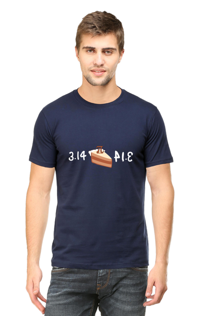 Round Neck Half Sleeve T-Shirt - Pi or Pie Math T-Shirt