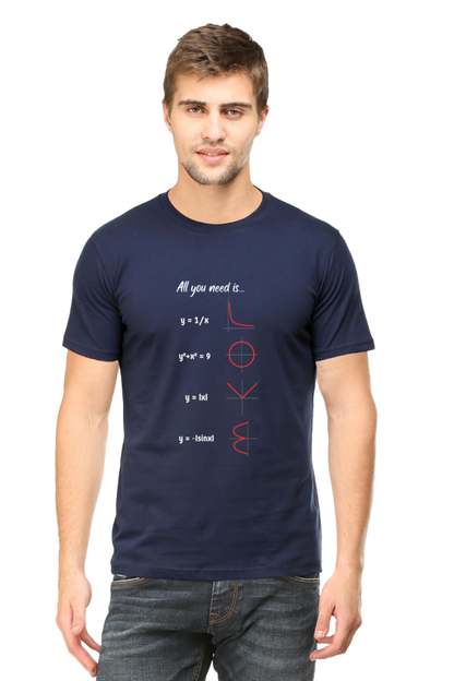 Round Neck Half Sleeve T-Shirt - All You Need is Love, Math T-Shirt