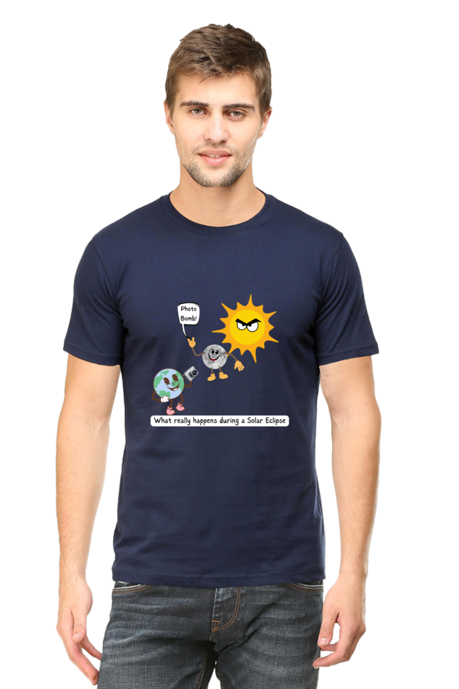 Round Neck Half Sleeve T-Shirt - Solar Eclipse