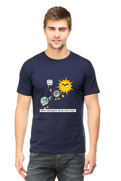 Round Neck Half Sleeve T-Shirt - Solar Eclipse