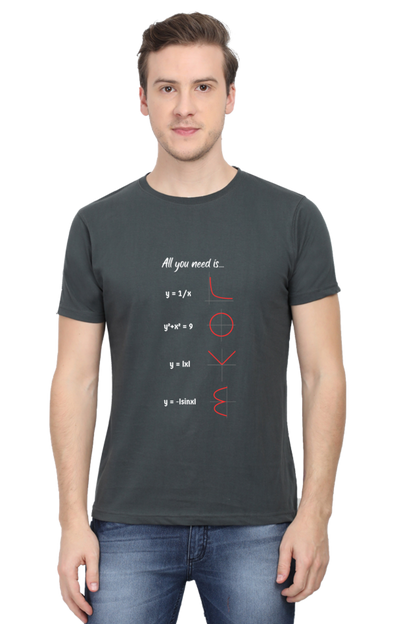 Round Neck Half Sleeve T-Shirt - All You Need is Love, Math T-Shirt