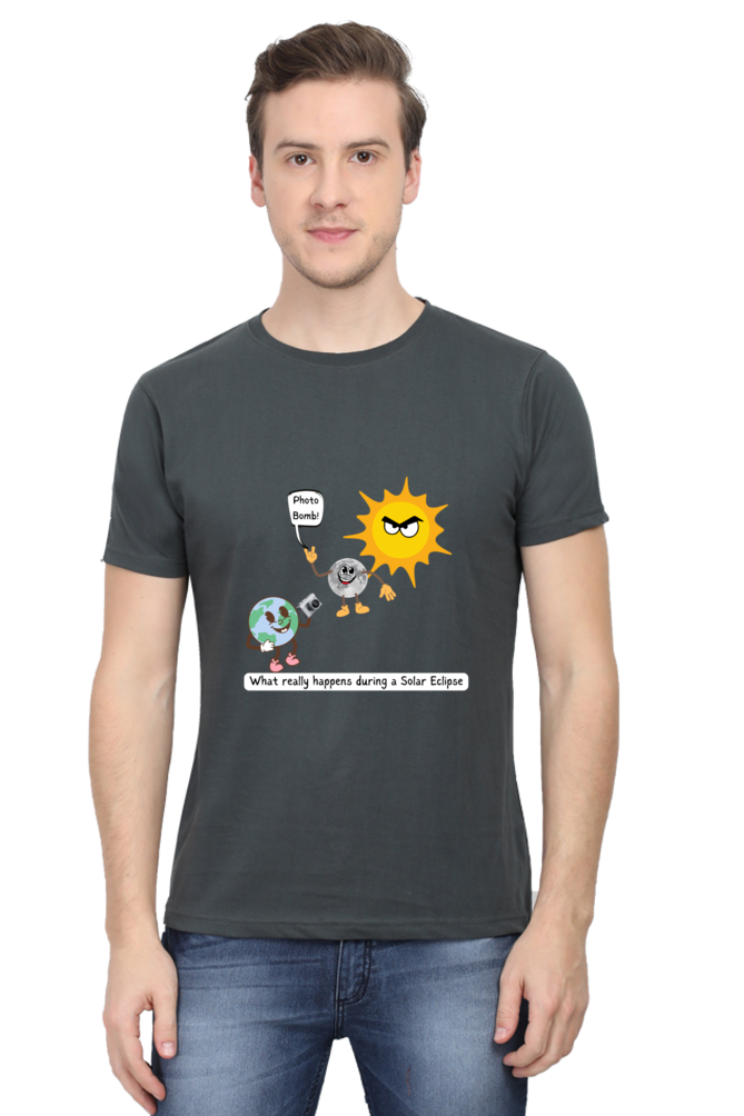 Round Neck Half Sleeve T-Shirt - Solar Eclipse