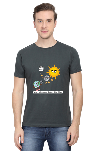 Round Neck Half Sleeve T-Shirt - Solar Eclipse