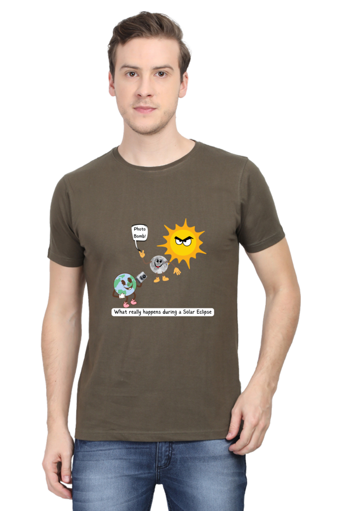 Round Neck Half Sleeve T-Shirt - Solar Eclipse