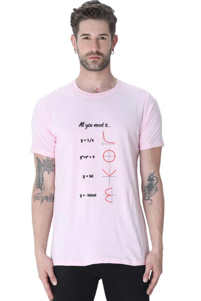 Round Neck Half Sleeve T-Shirt - All You Need is Love, Math T-Shirt