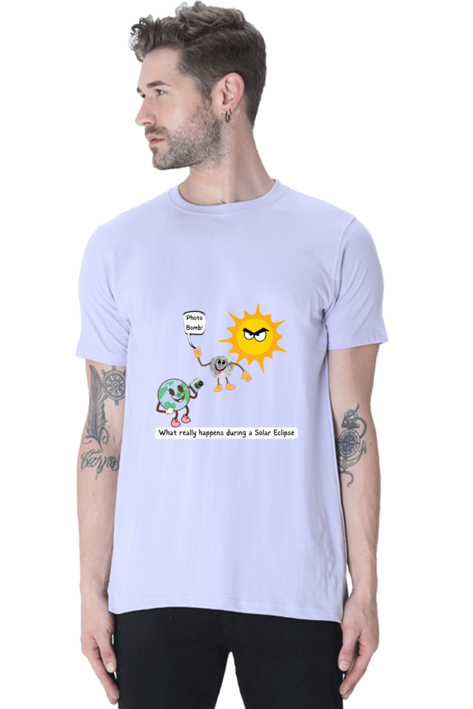 Round Neck Half Sleeve T-Shirt - Solar Eclipse