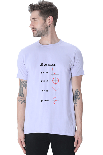 Round Neck Half Sleeve T-Shirt - All You Need is Love, Math T-Shirt