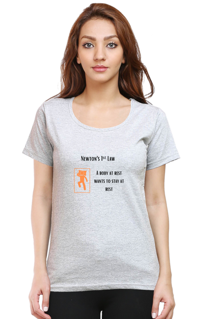 Round Neck Half Sleeve T-Shirt - Newton's First Law