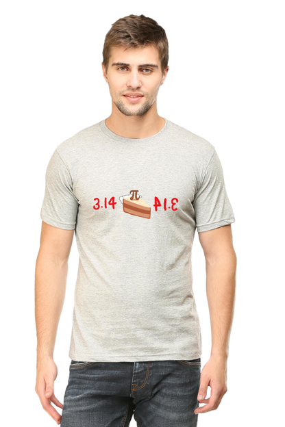 Round Neck Half Sleeve T-Shirt - Pi or Pie Math T-Shirt