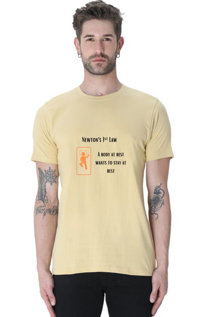 Round Neck Half Sleeve T-Shirt - Newton's First Law