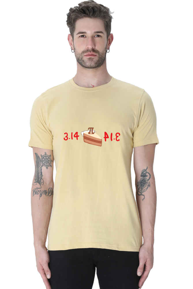 Round Neck Half Sleeve T-Shirt - Pi or Pie Math T-Shirt