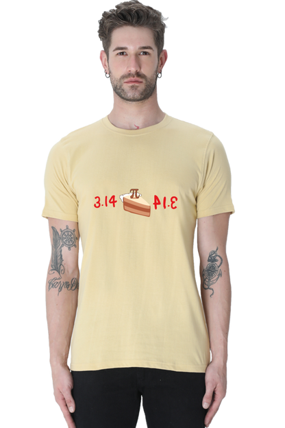 Round Neck Half Sleeve T-Shirt - Pi or Pie Math T-Shirt