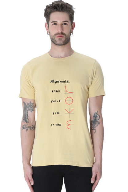 Round Neck Half Sleeve T-Shirt - All You Need is Love, Math T-Shirt