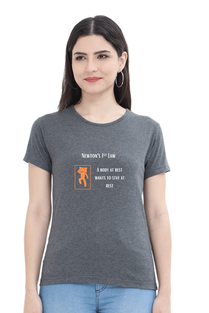 Round Neck Half Sleeve T-Shirt - Newton's First Law