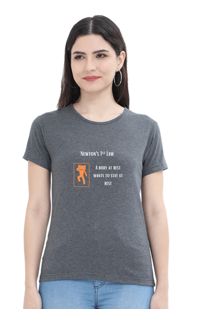 Round Neck Half Sleeve T-Shirt - Newton's First Law