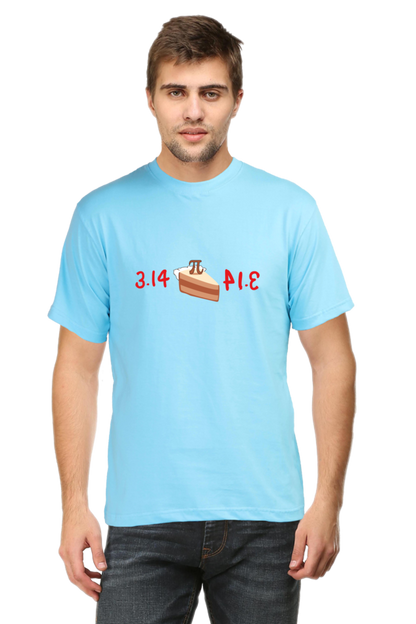 Round Neck Half Sleeve T-Shirt - Pi or Pie Math T-Shirt