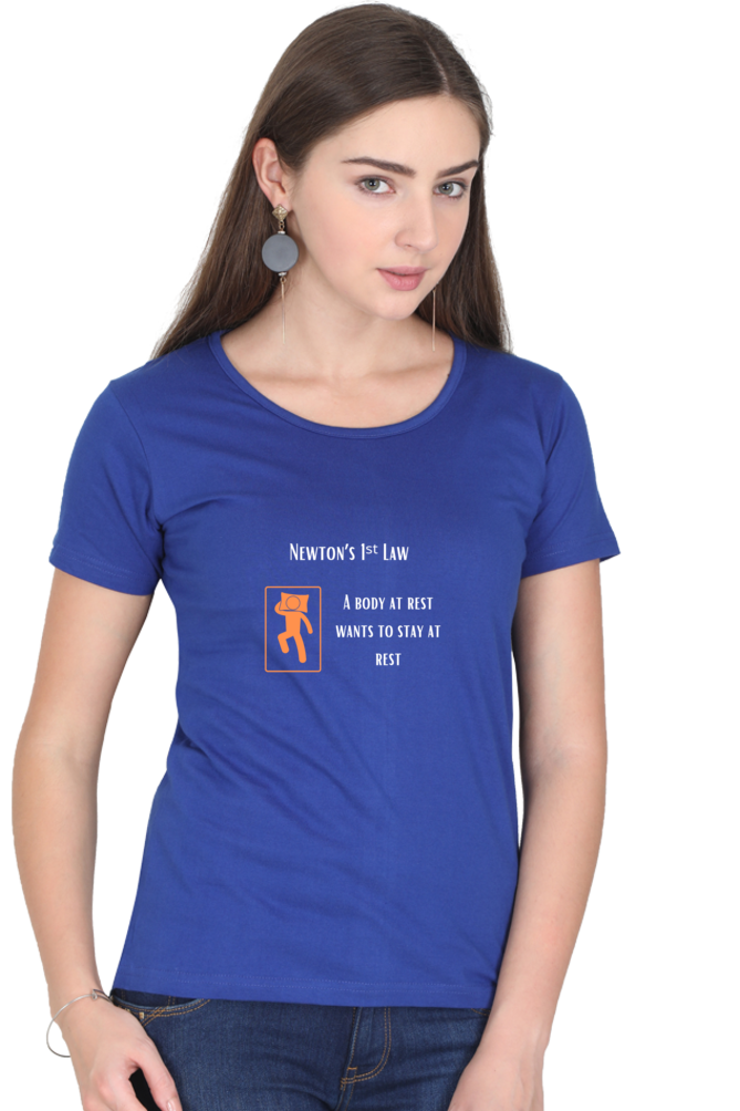 Round Neck Half Sleeve T-Shirt - Newton's First Law